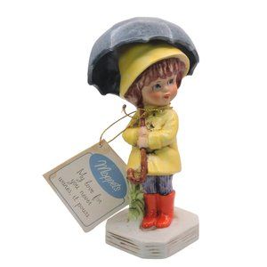VTG 1973 Fran Mar Gorham Moppets Figurine Umbrella Girl My Love For You Pours